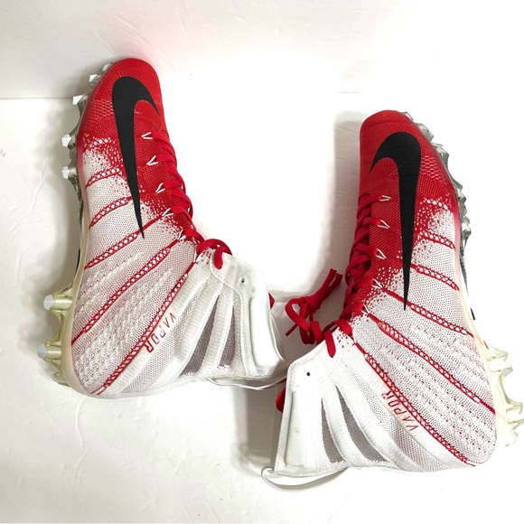 Nike Vapor Untouchable 3 Elite Flyknit Cleats White Red Size 12.5 AO3006-160 - Picture 4 of 8